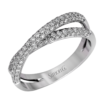 Simon G 18K White Gold Criss Cross Diamond Wedding Ring (1.04ct)