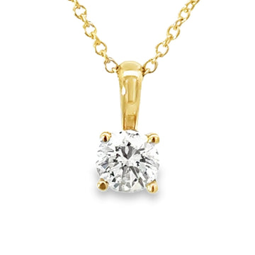 14kt Yellow Gold Lab-Grown Round Solitaire Diamond Pendant (.50ct)