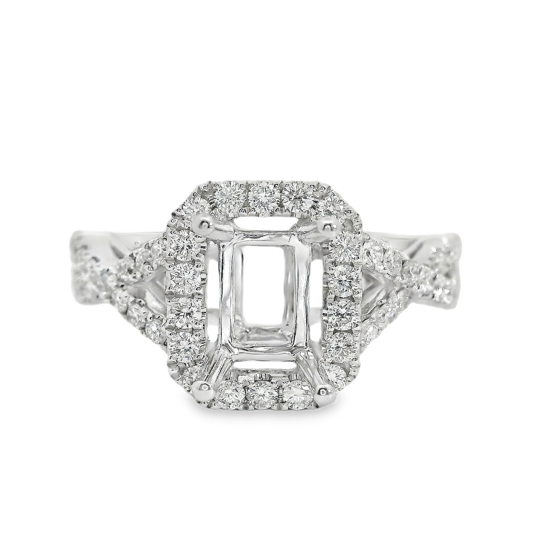 18kt White Gold Full Cut Diamond Halo Semi-Mount Ring (.49ct)