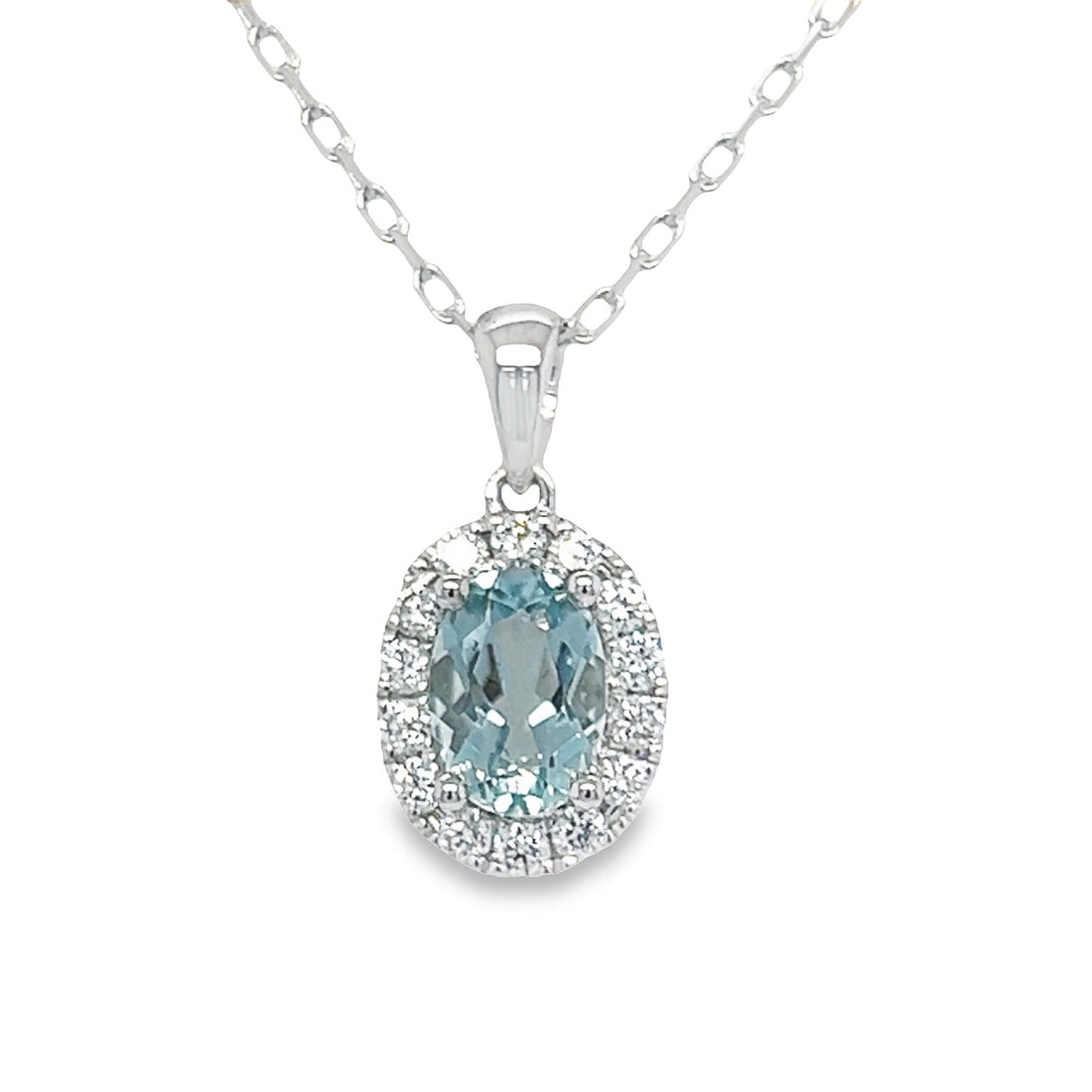 18kt White Gold Natural Aqua And Natural Diamonds Pendant (0.97ct)