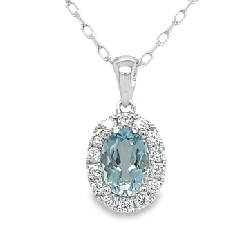 18kt White Gold Natural Aqua And Natural Diamonds Pendant (0.97ct)