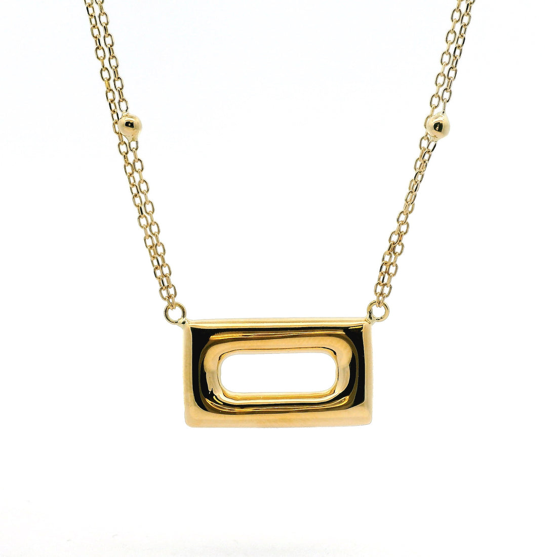 18kt Yellow Gold Italian Made Rectangle Necklace (9.59g)