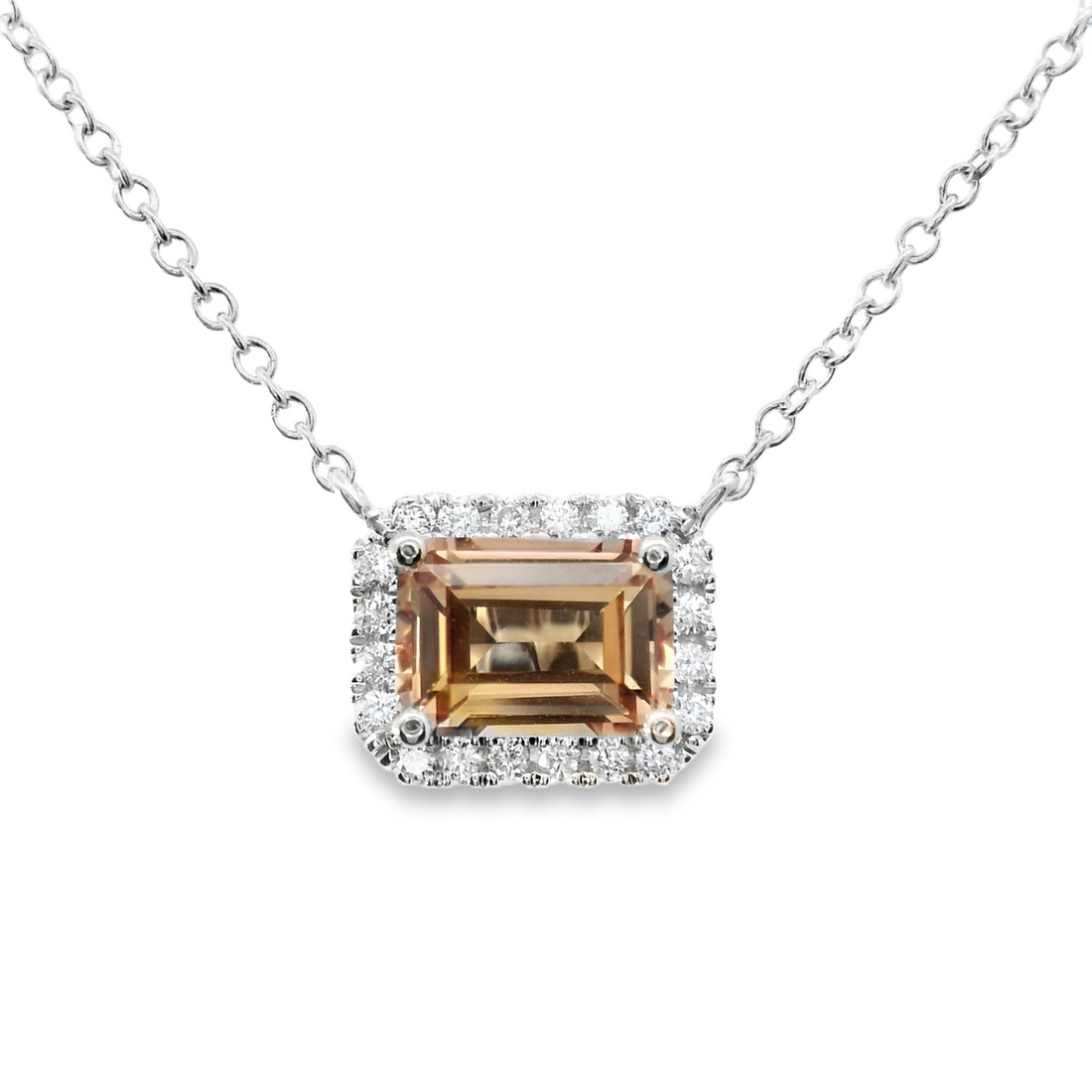 18kt White Gold Natural Diamonds And Simulant Sapphire Pendant (1.5ct)