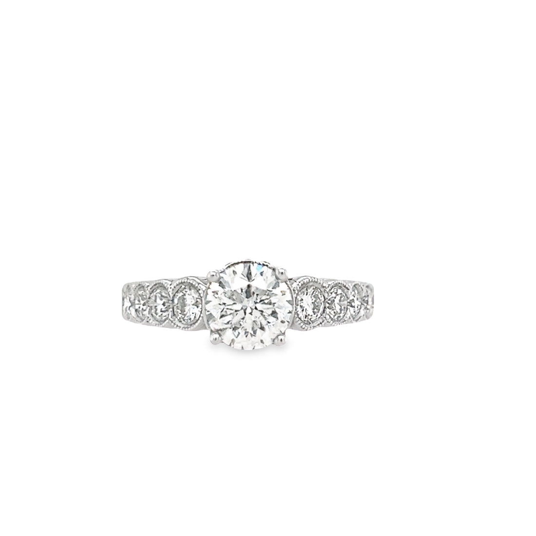 18K White Gold Natural Round Brilliant Diamond Engagement Ring (1.02ct)