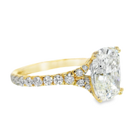 14kt Yellow Gold Lab-Grown Cushion and Round Diamonds Engagement Ring (3.54ct)