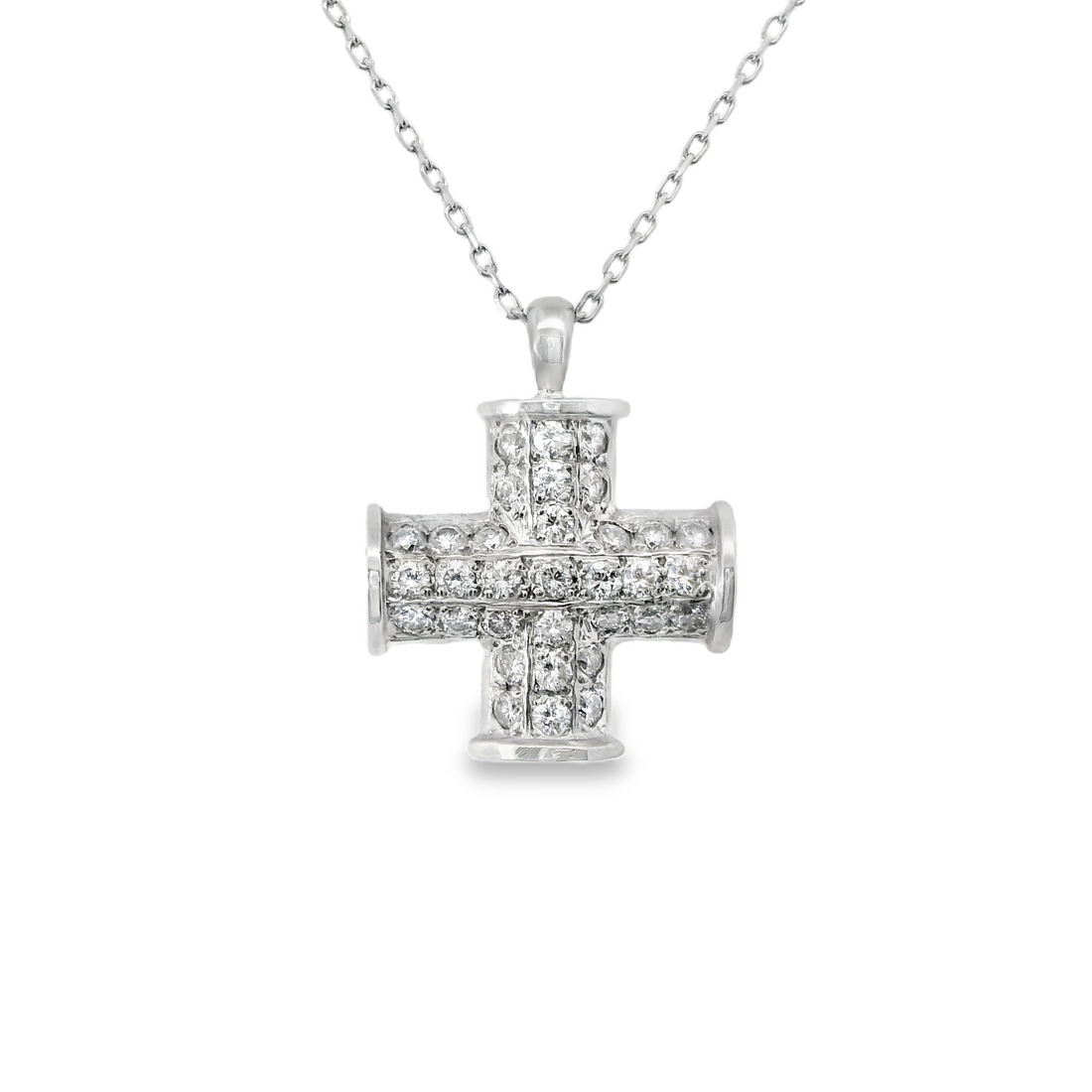 18kt White Gold Natural Diamond Cross Pendant (0.81ct)