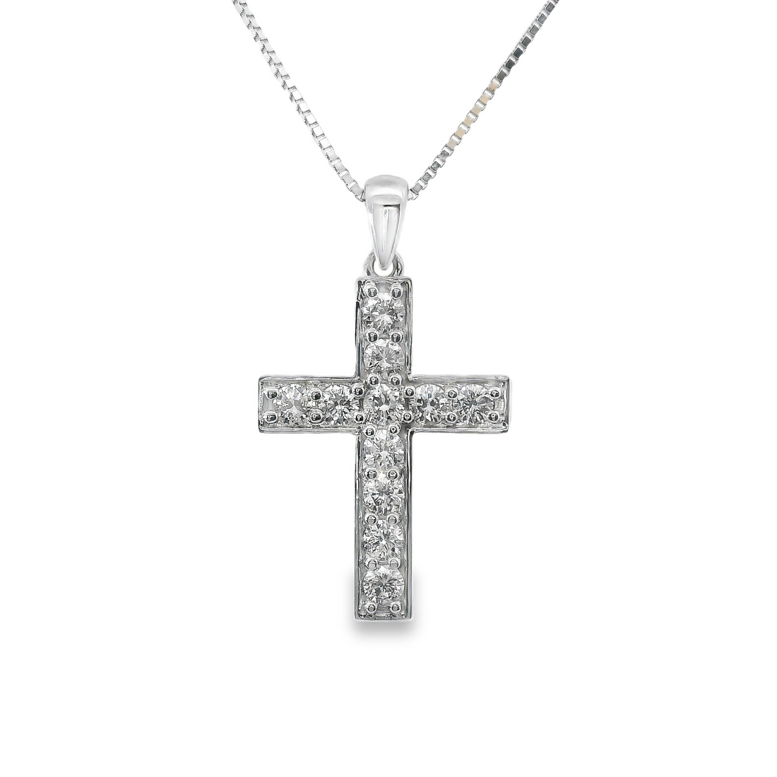 14kt White Gold Natural Diamond Cross Pendant (.91ct)