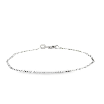 14K White Gold 7" 1.51mm Figaro Bracelet (1.09g)