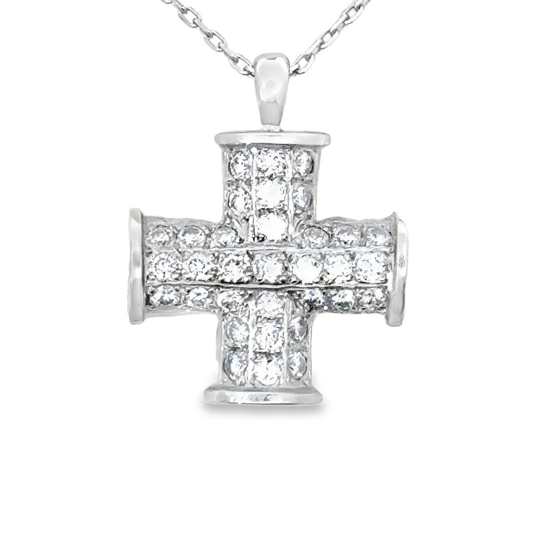 18kt White Gold Natural Diamond Cross Pendant (0.81ct)