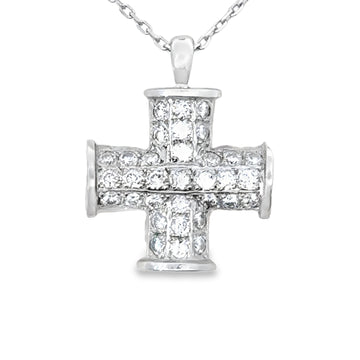 18kt White Gold Natural Diamond Cross Pendant (0.81ct)