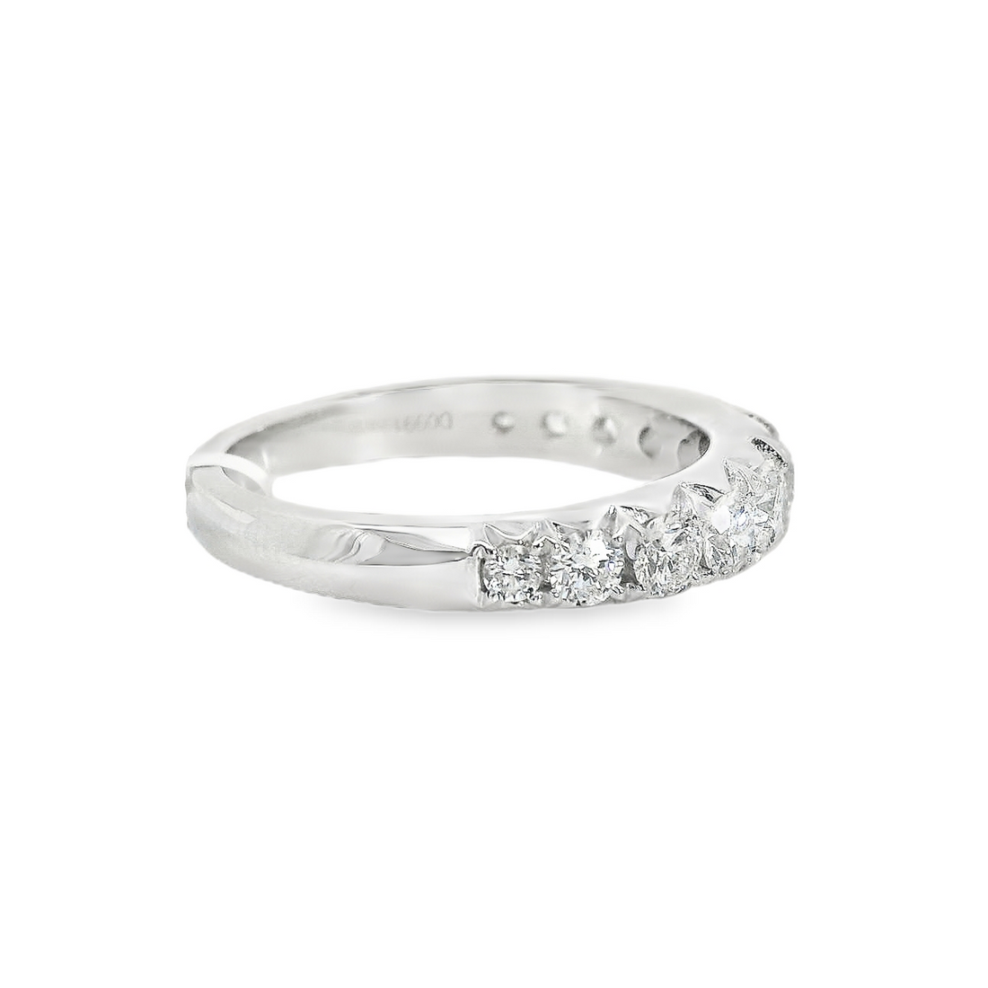 18kt White Gold Lab-Grown Round Diamond French Pave Wedding Ring (1.02ct)