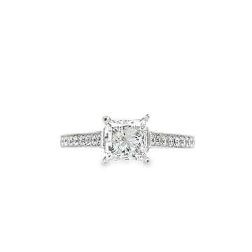 18K White Gold Natural Princess Cut Diamond Engagement Ring (1.73ct)