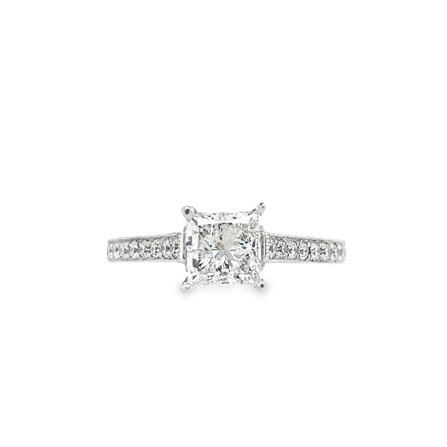 18K White Gold Natural Princess Cut Diamond Engagement Ring (1.73ct)