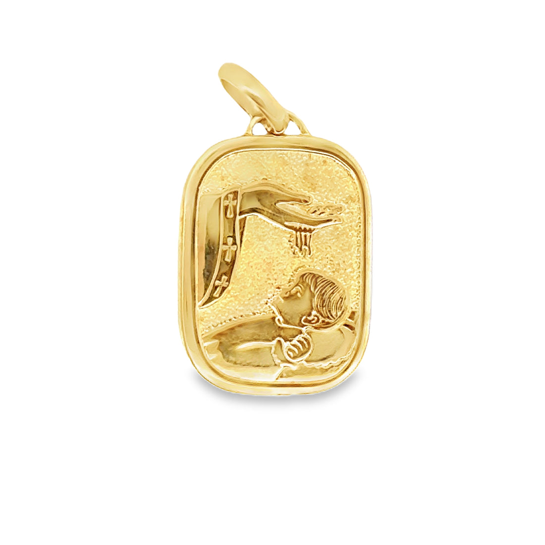 18K Yellow Gold Italian Made Baptism Medal Pendant (2.4g)