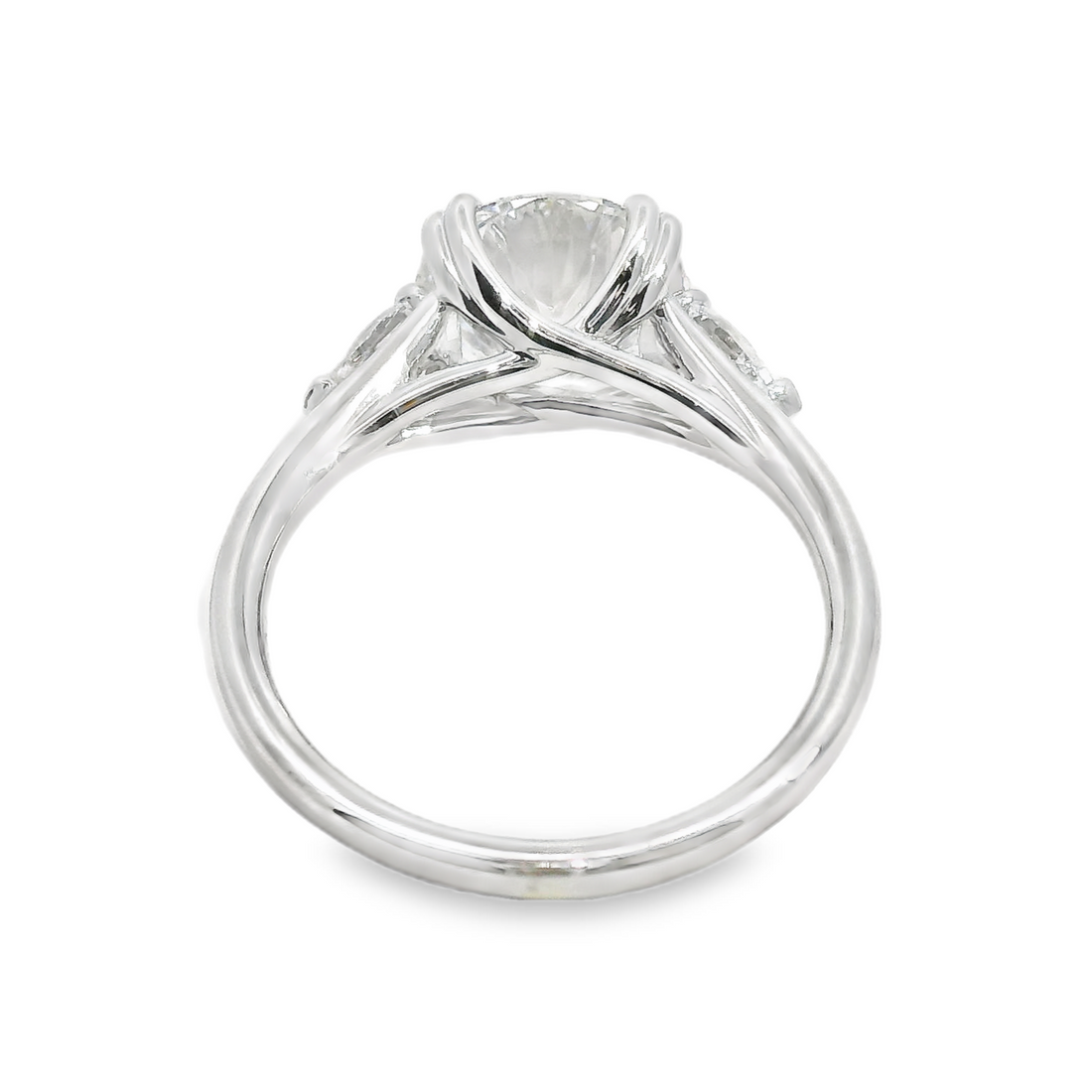 18kt White Gold Lab-Grown Round & Pear Diamonds Engagement Ring (3.08ct)