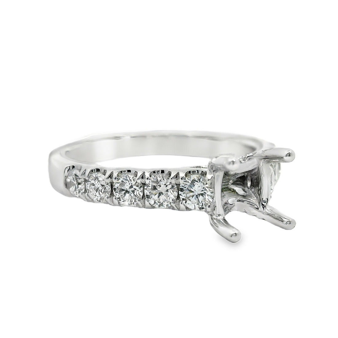 18kt White Gold Natural Full-Cut Diamond Semi-Mount Ring (.76ct)