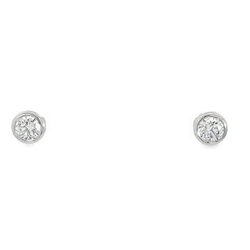 14K White Gold Bezel Set Lab-Grown Round Brilliant Diamond Stud Earrings (1.00ct)