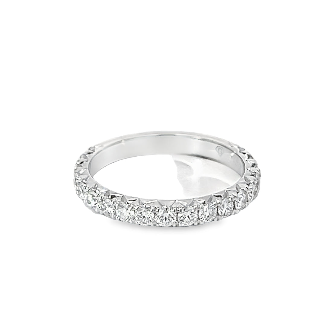 18K White Gold Natural Round Diamond Wedding Ring (.74ct)