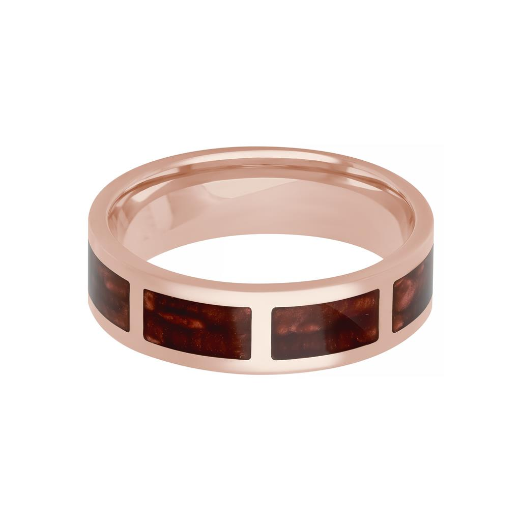 Goldman 14kt Yellow Gold and Red Ceram8 Inlay 6mm Wedding Band