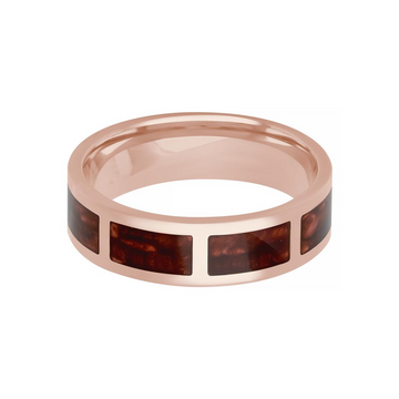 Goldman 14kt Yellow Gold and Red Ceram8 Inlay 6mm Wedding Band