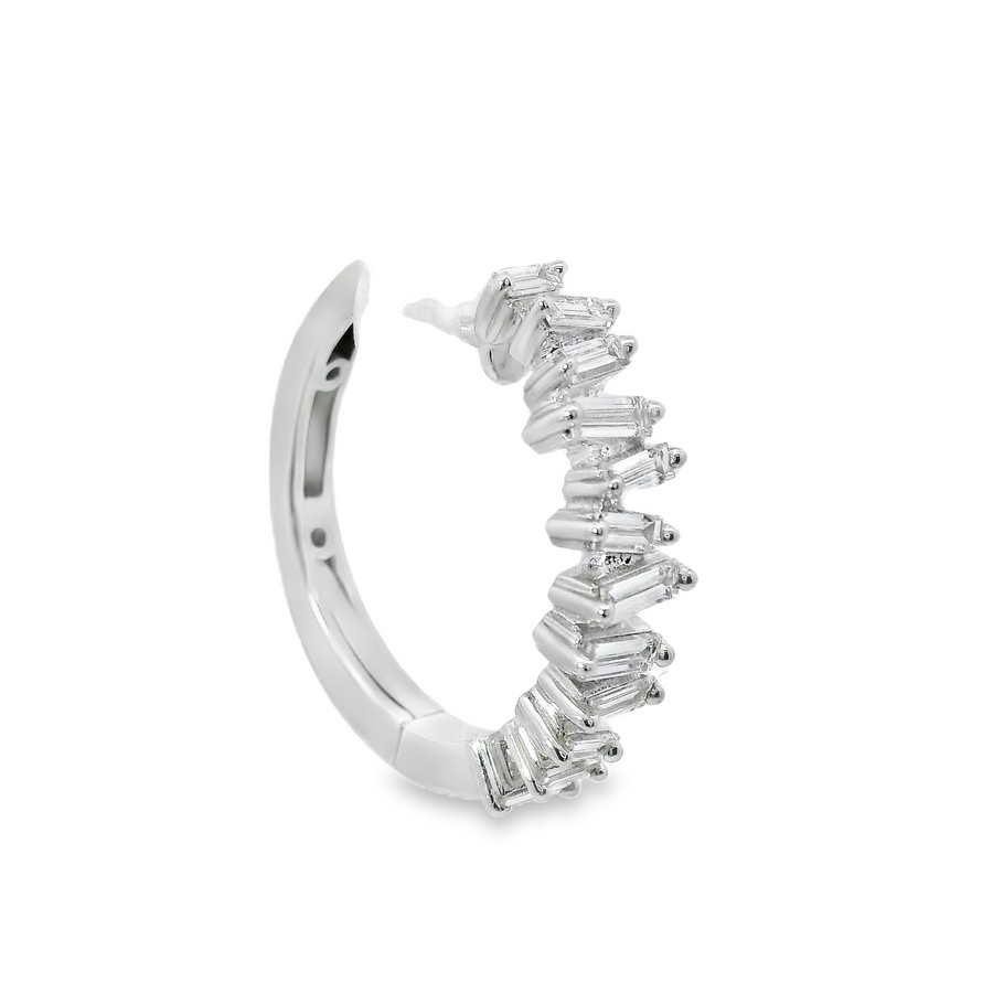 18kt White Gold Baguette Diamonds Hoop Earrings (.78ct)