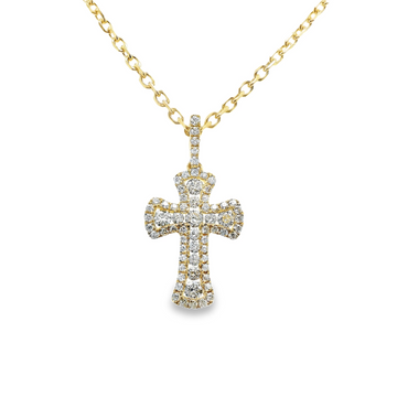 18kt Yellow Gold Italian-Made Natural Diamond Cross Pendant (.40ct)