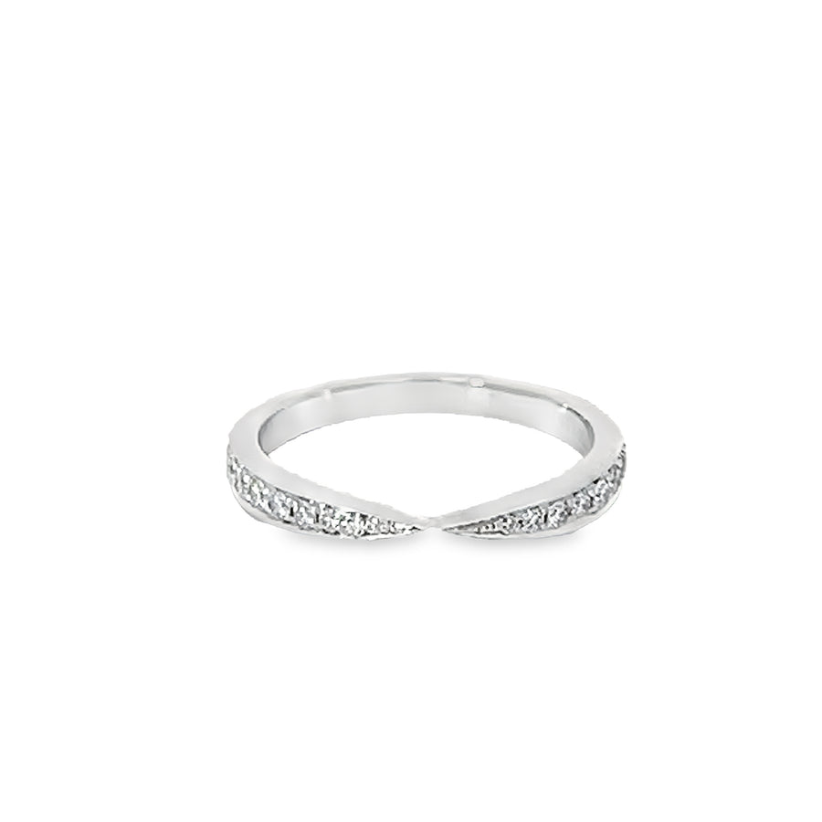 18K White Gold Natural Round Diamond Wedding Ring (.23ct)