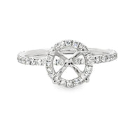 14kt White Gold Halo Natural Diamonds Semi-Mount Ring (0.44ct)