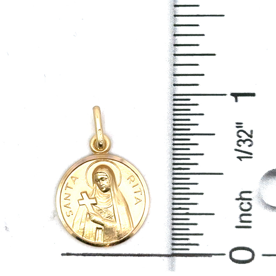 18kt Yellow Gold Italian Made St. Rita Charm (2.50g)