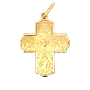 18kt Yellow Gold Italian Made Four Way Cross Pendant (3.11g)