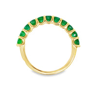 18kt Yellow Gold Round Natural Emeralds and Ring (1.02ct)