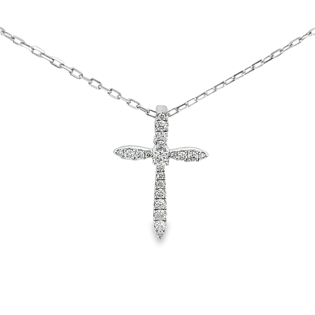 18K White Gold Natural Diamond Cross Pendant (.23ct)