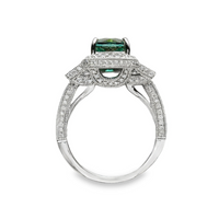 18kt White Gold Natural Cushion Moissanite and Natural Diamond Halo Ring (2.88ct)