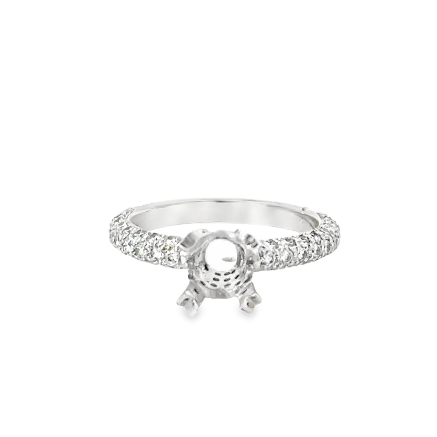 18kt White Gold Pave Natural Diamonds Semi-Mount Ring (0.94ct)