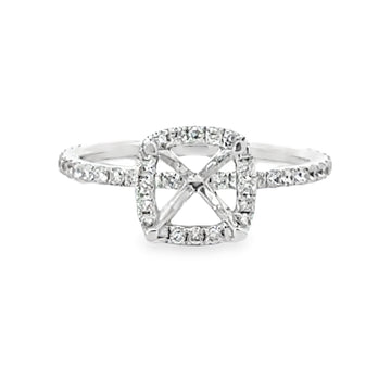 18kt White Gold Halo Natural Diamonds Semi-Mount Ring (0.44ct)
