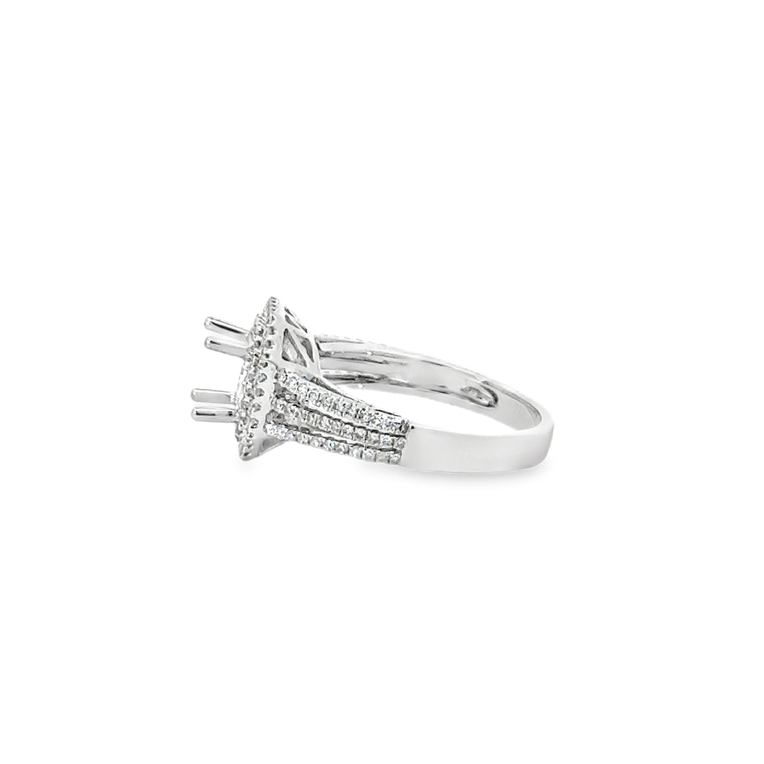 18kt White Gold Double Halo Natural Diamonds Semi-Mount Ring (0.53ct)