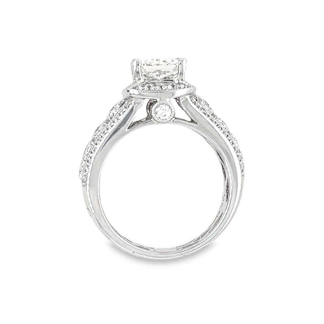 18K White Gold Natural Cushion Cut Diamond Engagement Ring (1.54ct)