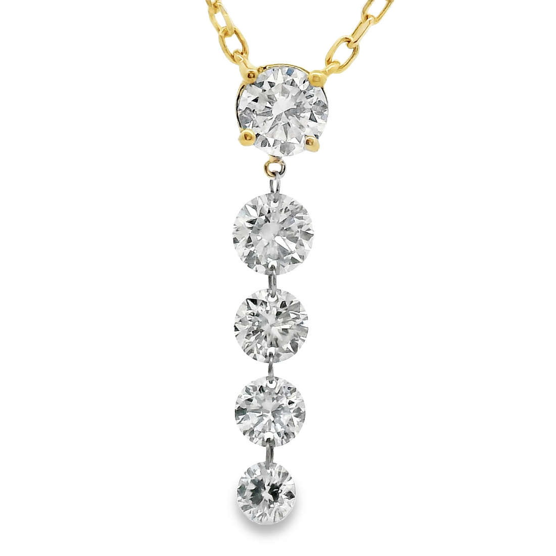 18kt Yellow Gold Natural Round Diamond Drop Pendant (0.62ct)