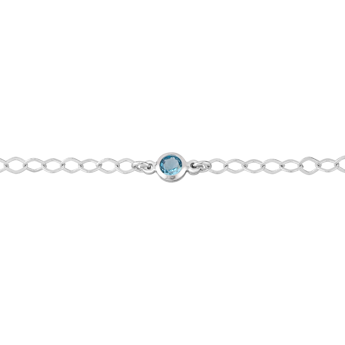 Sterling Silver 11" Fancy Blue CZ Station Adjustable Anklet