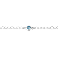 Sterling Silver 11" Fancy Blue CZ Station Adjustable Anklet