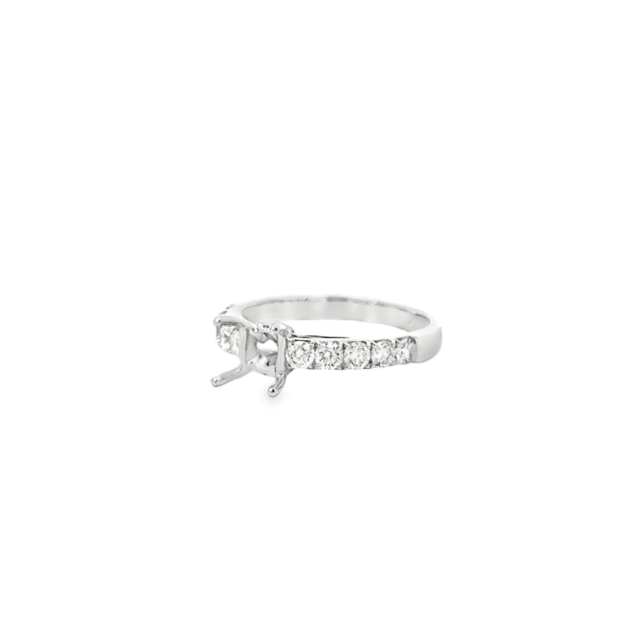 18kt White Gold Contemporary Natural Diamonds Semi-Mount Ring (0.71ct)