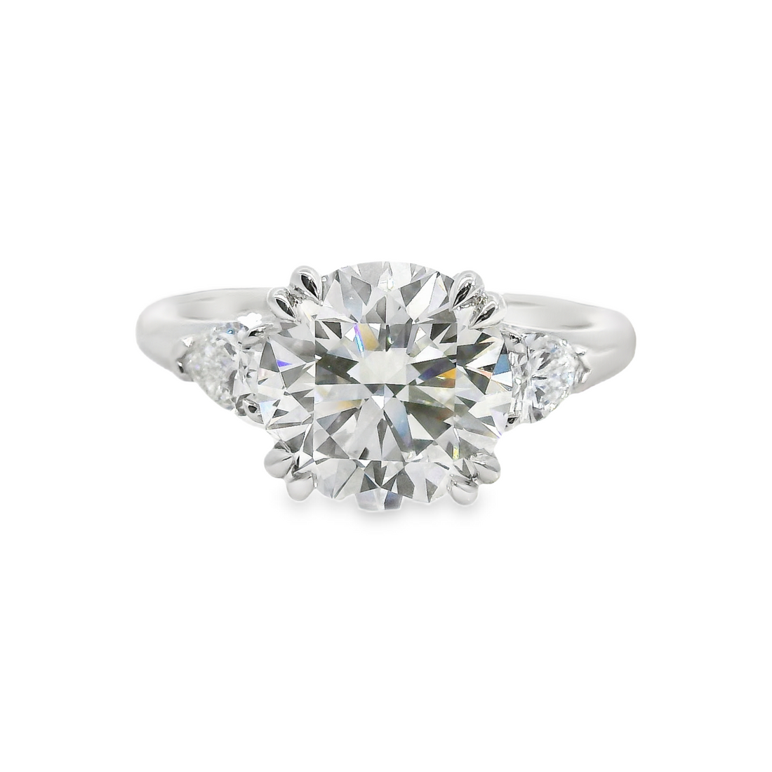 18kt White Gold Lab-Grown Round & Pear Diamonds Engagement Ring (3.08ct)
