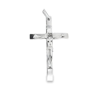 18kt White Gold Italian Made Crucifix Pendant (2.0g)