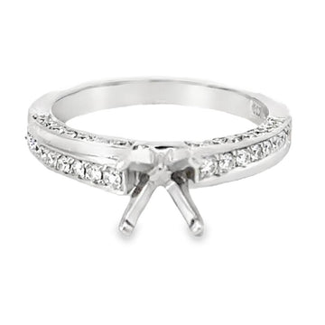 18kt White Gold Contemporary Natural Diamonds Semi-Mount Ring (0.42ct)