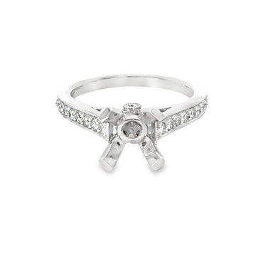 18kt White Gold Cathedral Natural Diamonds Semi-Mount Ring (0.43ct)