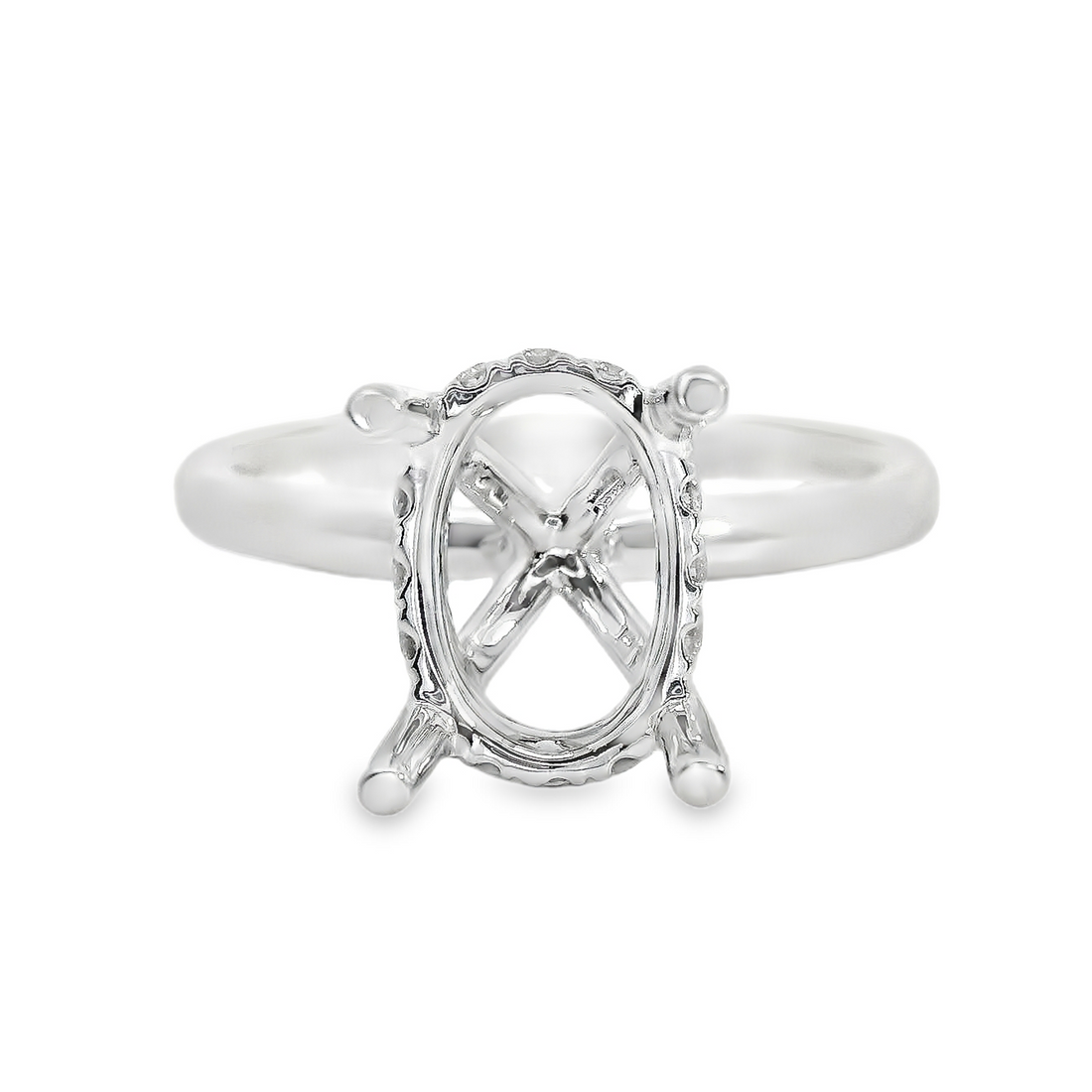 18kt White Gold Natural Round Diamond Semi-Mount Ring (.12ct)