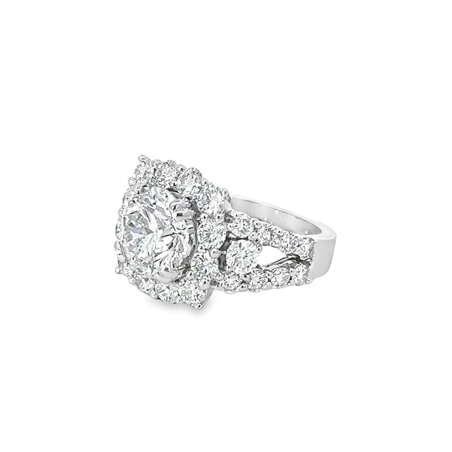 18K White Gold Natural (2.24ct) and Lab-Grown Round Diamond (3.03ct) Engagement Ring