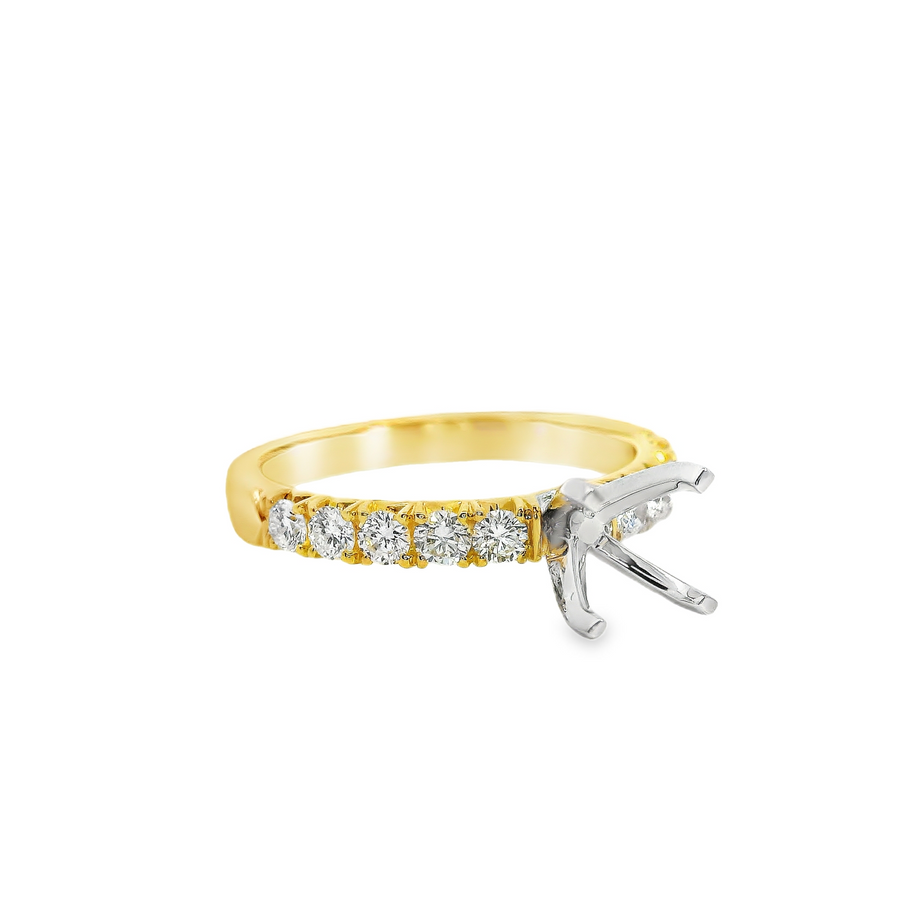 14kt Yellow Gold Natural Round Diamond Semi-Mount Ring (.49ct0