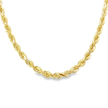 14K Yellow Gold 20 3mm Diamond Cut Rope Chain (16.06g)