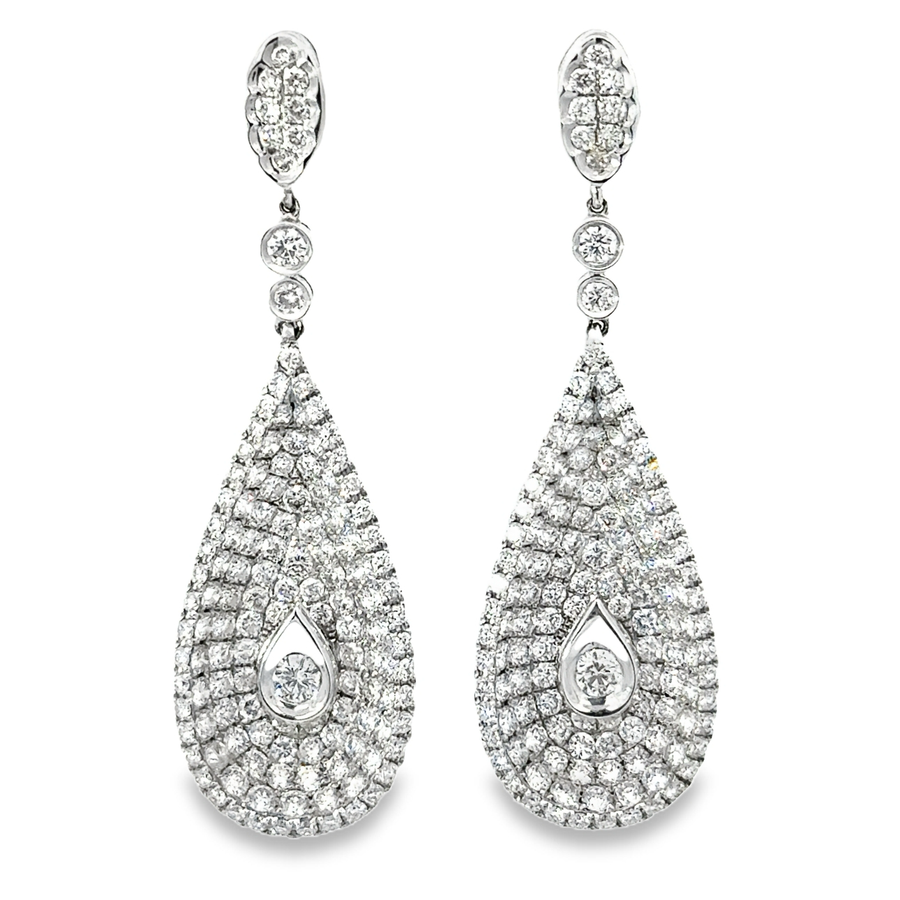 18kt White Gold Natural Diamonds Dangle Earrings (3.97ct)